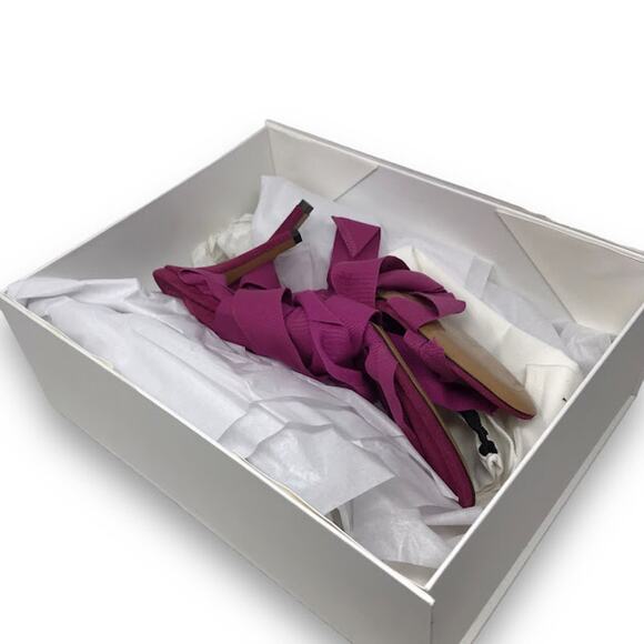 Isabel Marant Arieli Ribbon Strap Sandals 9 Ankle Wrap Tie Strappy Fuchsia Italy - Picture 13 of 14